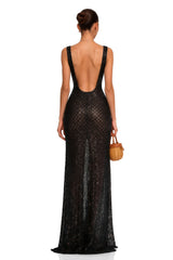 Raelynn Black Deep VNeck Bodycon Maxi Dress