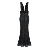 Raelynn Black Deep VNeck Bodycon Maxi Dress
