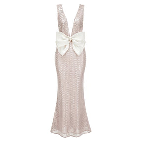 Raelynn White Deep VNeck Bodycon Maxi Dress