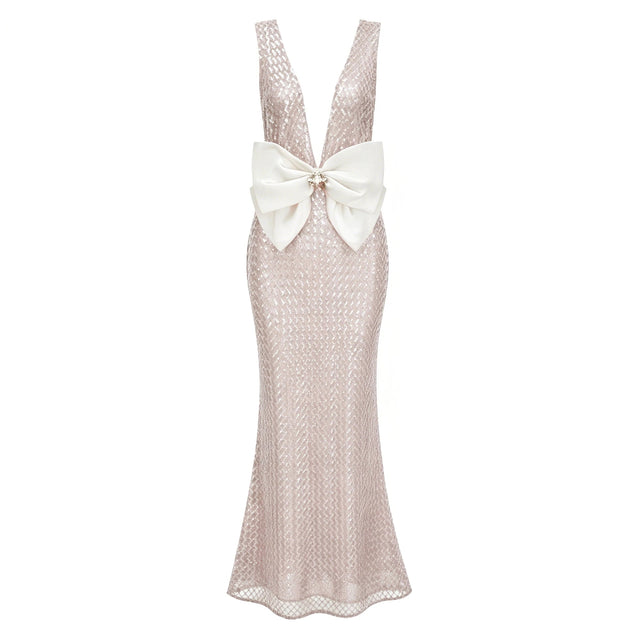 Raelynn White Deep VNeck Bodycon Maxi Dress