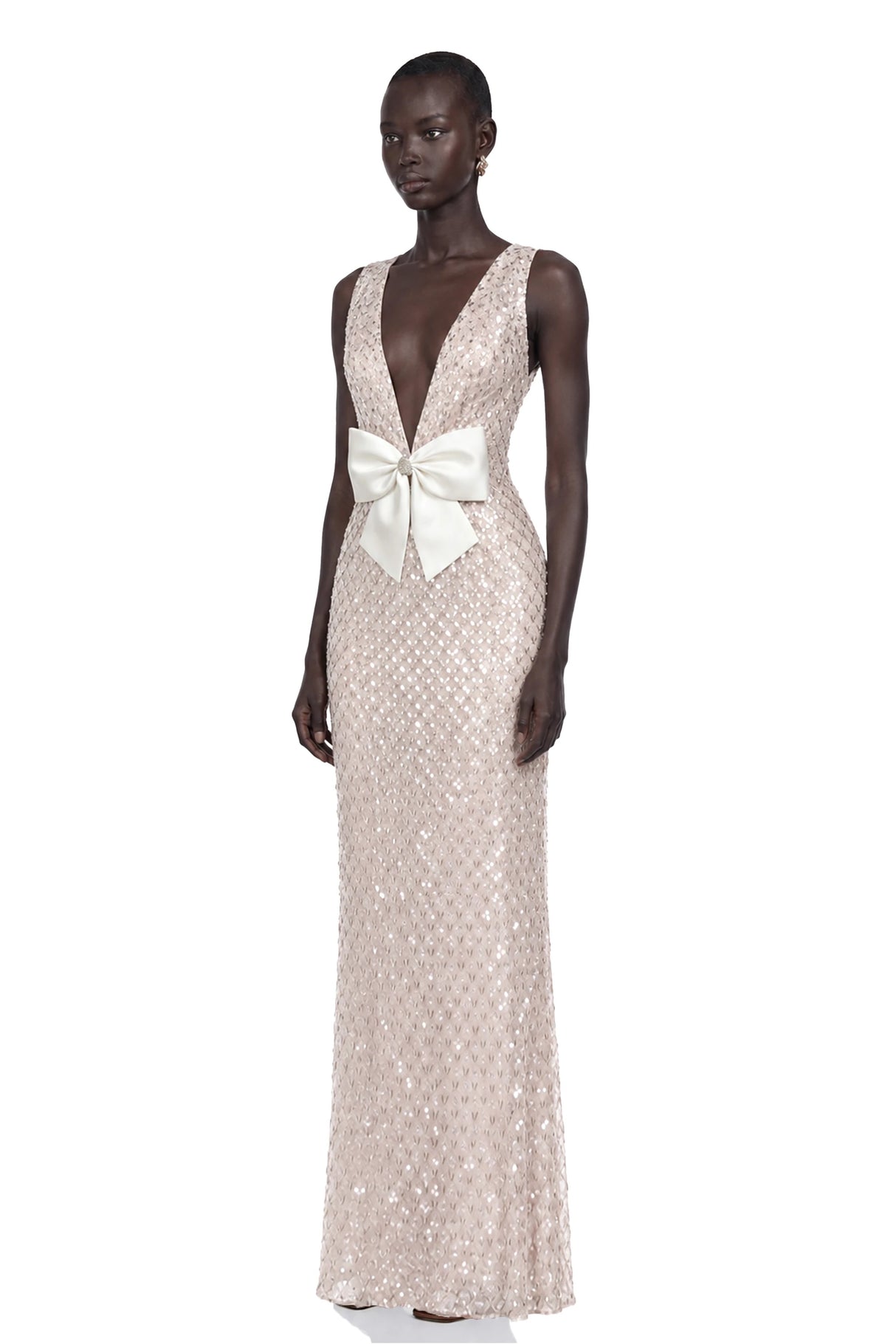 Raelynn White Deep VNeck Bodycon Maxi Dress