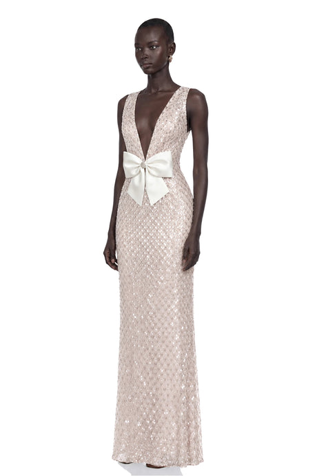 Taliyah Maxi Dress White Deep V-Neck Bodycon