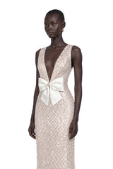 Raelynn White Deep VNeck Bodycon Maxi Dress