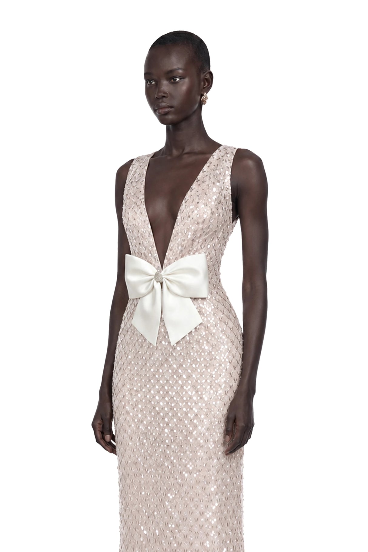 Raelynn White Deep VNeck Bodycon Maxi Dress