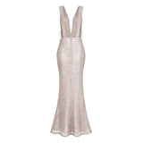 Raelynn White Deep VNeck Bodycon Maxi Dress