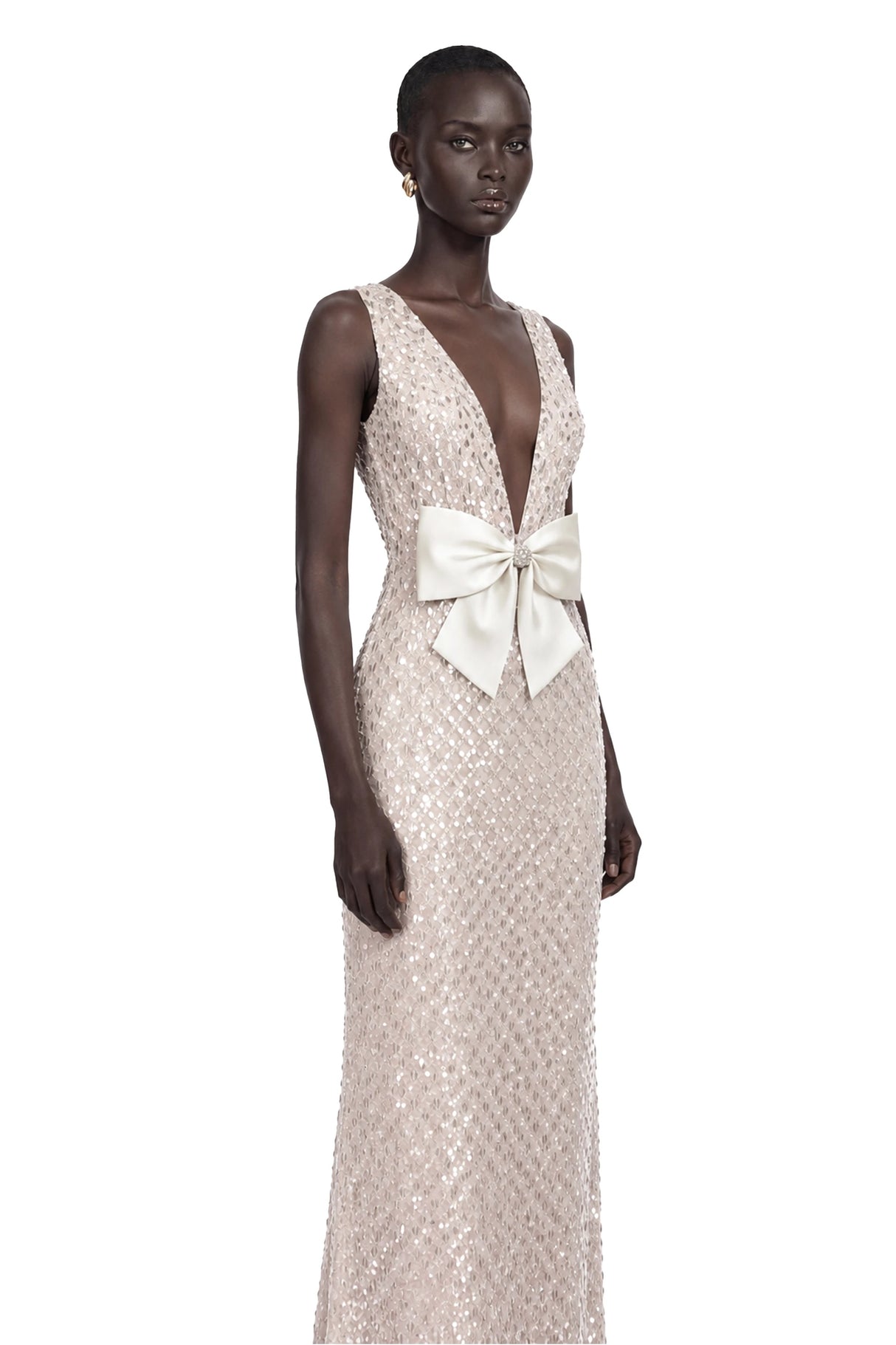 Raelynn White Deep VNeck Bodycon Maxi Dress