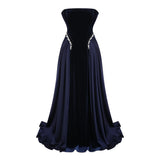 Raffaella Sapphire Pearl Trim Maxi Gown