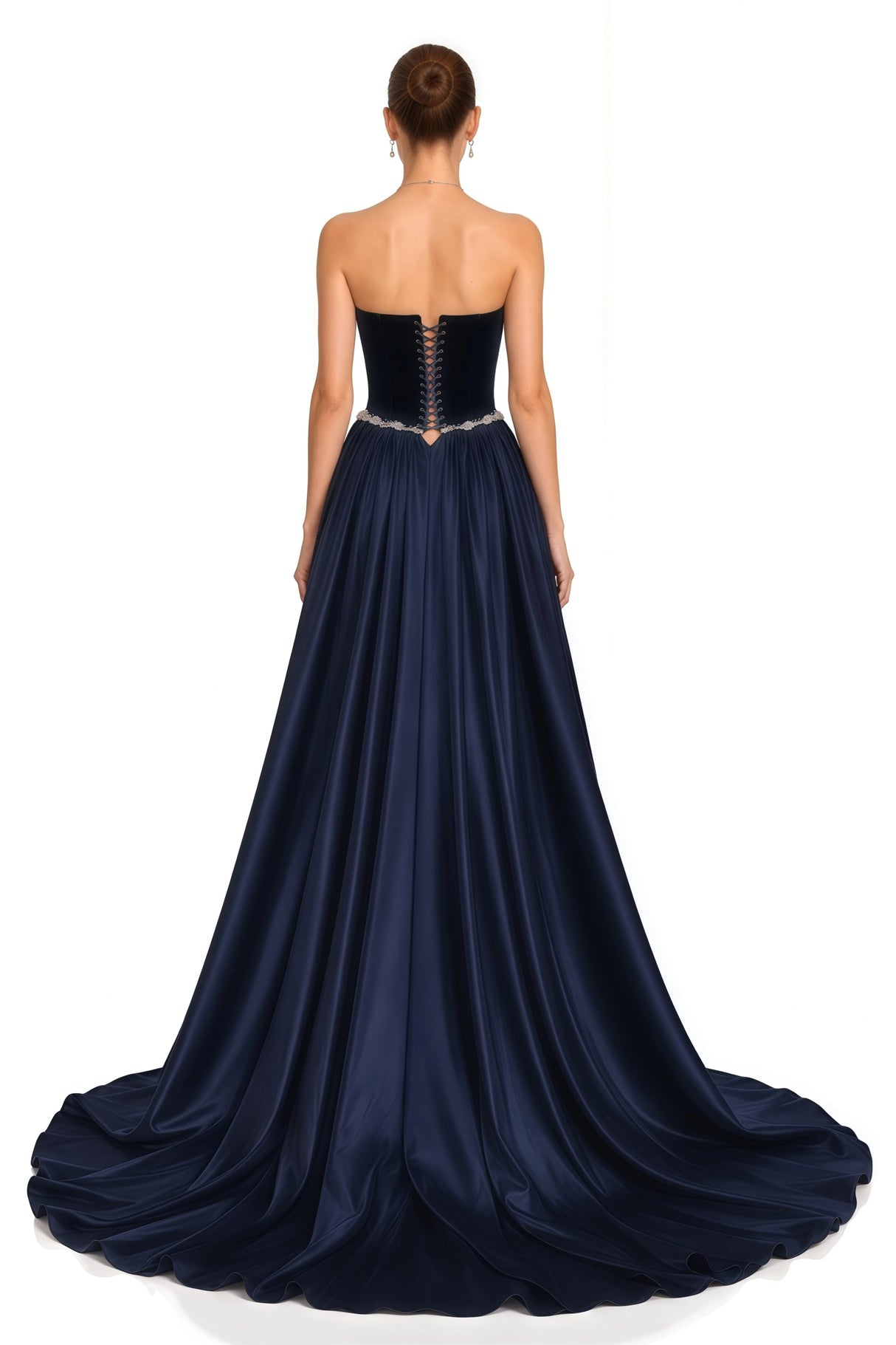 Raffaella Sapphire Pearl Trim Maxi Gown