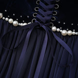 Raffaella Sapphire Pearl Trim Maxi Gown