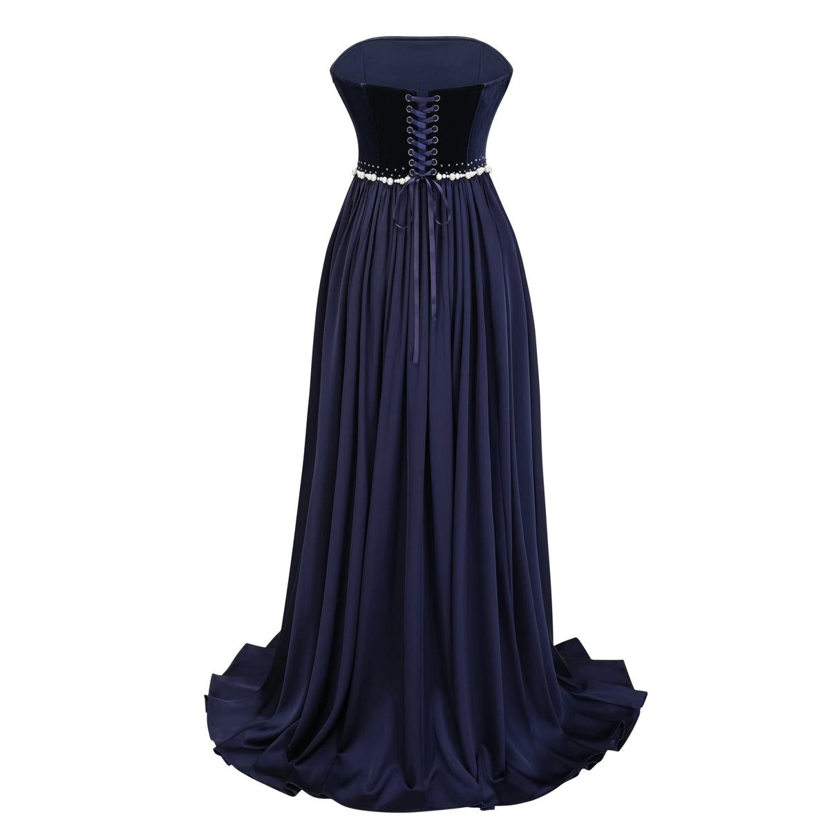 Raffaella Sapphire Pearl Trim Maxi Gown