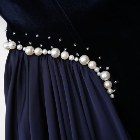 Jayla Sapphire Pearl Trim Maxi Gown