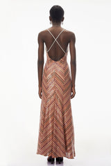 Raisa Red Striped Pattern Maxi Dress