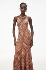 Raisa Red Striped Pattern Maxi Dress