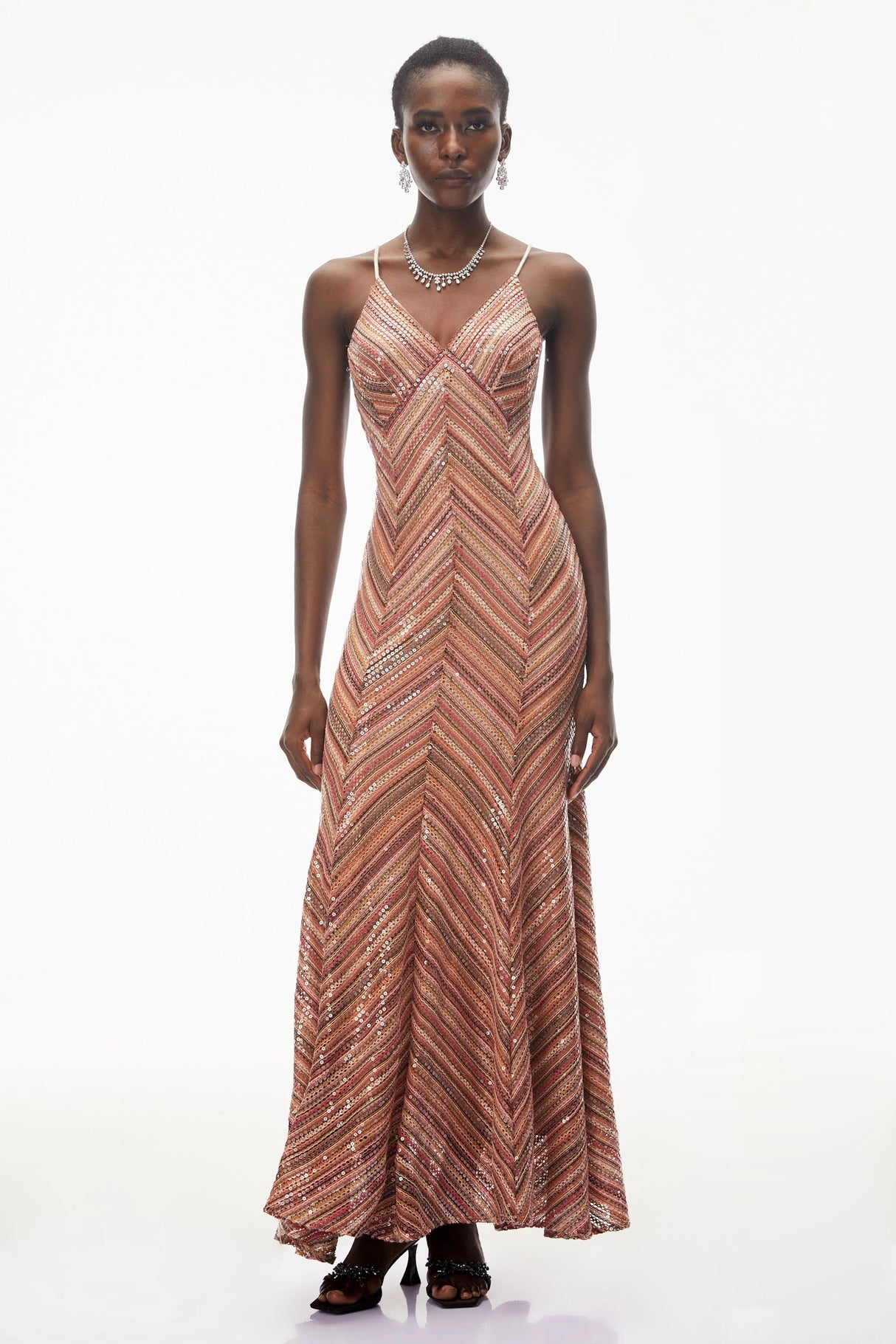 Raisa Red Striped Pattern Maxi Dress