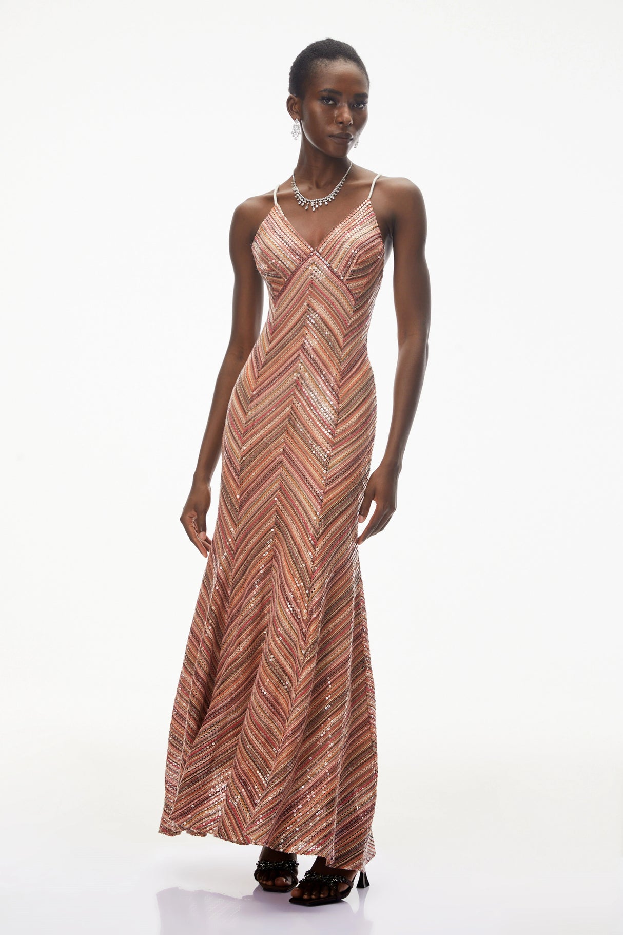 Raisa Red Striped Pattern Maxi Dress