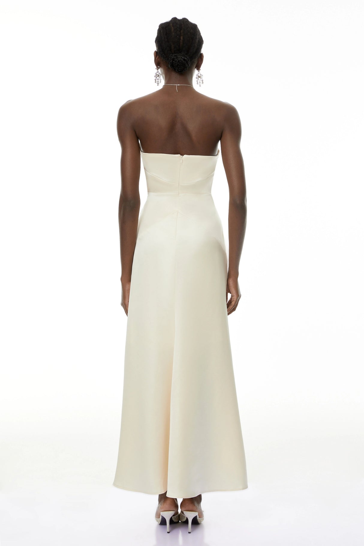 Ramona White CutOut Bow Pleated Maxi Dress