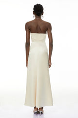 Ramona White CutOut Bow Pleated Maxi Dress