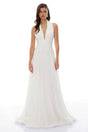 Ramona White Feather Hem Gathered Maxi Dress