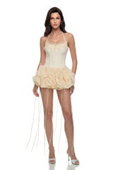 Rán Neutral Halterneck Corset Mini Dress