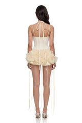 Rán Neutral Halterneck Corset Mini Dress