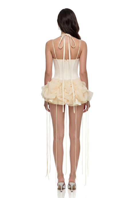 Tecla Mini Dress Neutral Halterneck Corset