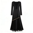 Raphaëlle Black Lace Panel Satin Maxi Dress