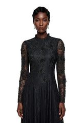 Raymonde Black Floral Lace Maxi Dress
