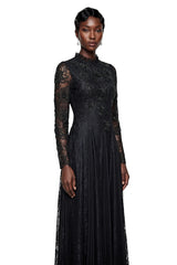 Raymonde Black Floral Lace Maxi Dress