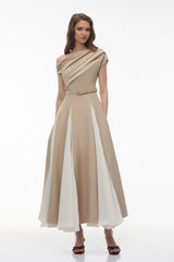 Rebecca Khaki Color Block Maxi Dress