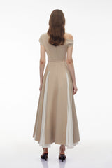 Rebecca Khaki Color Block Maxi Dress