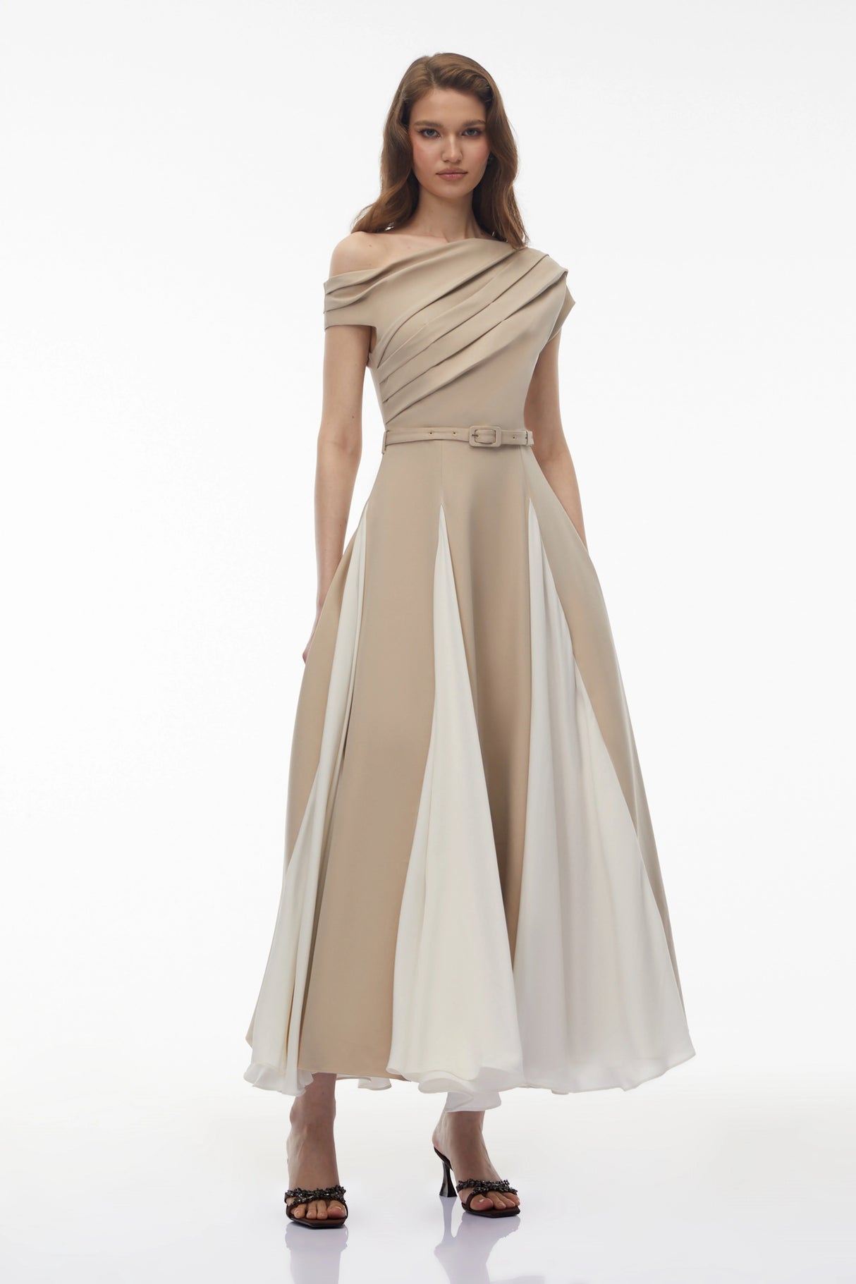 Rebecca Khaki Color Block Maxi Dress