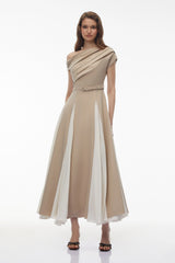 Rebecca Khaki Color Block Maxi Dress
