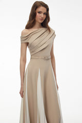 Rebecca Khaki Color Block Maxi Dress