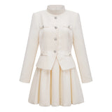 Regina White Crystal Embellished Tweed Mini Dress