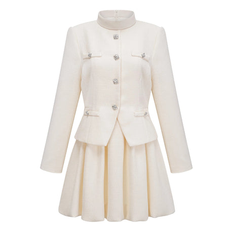 Daphne Mini Dress White Crystal Embellished Tweed