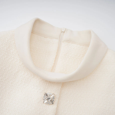 Daphne Mini Dress White Crystal Embellished Tweed