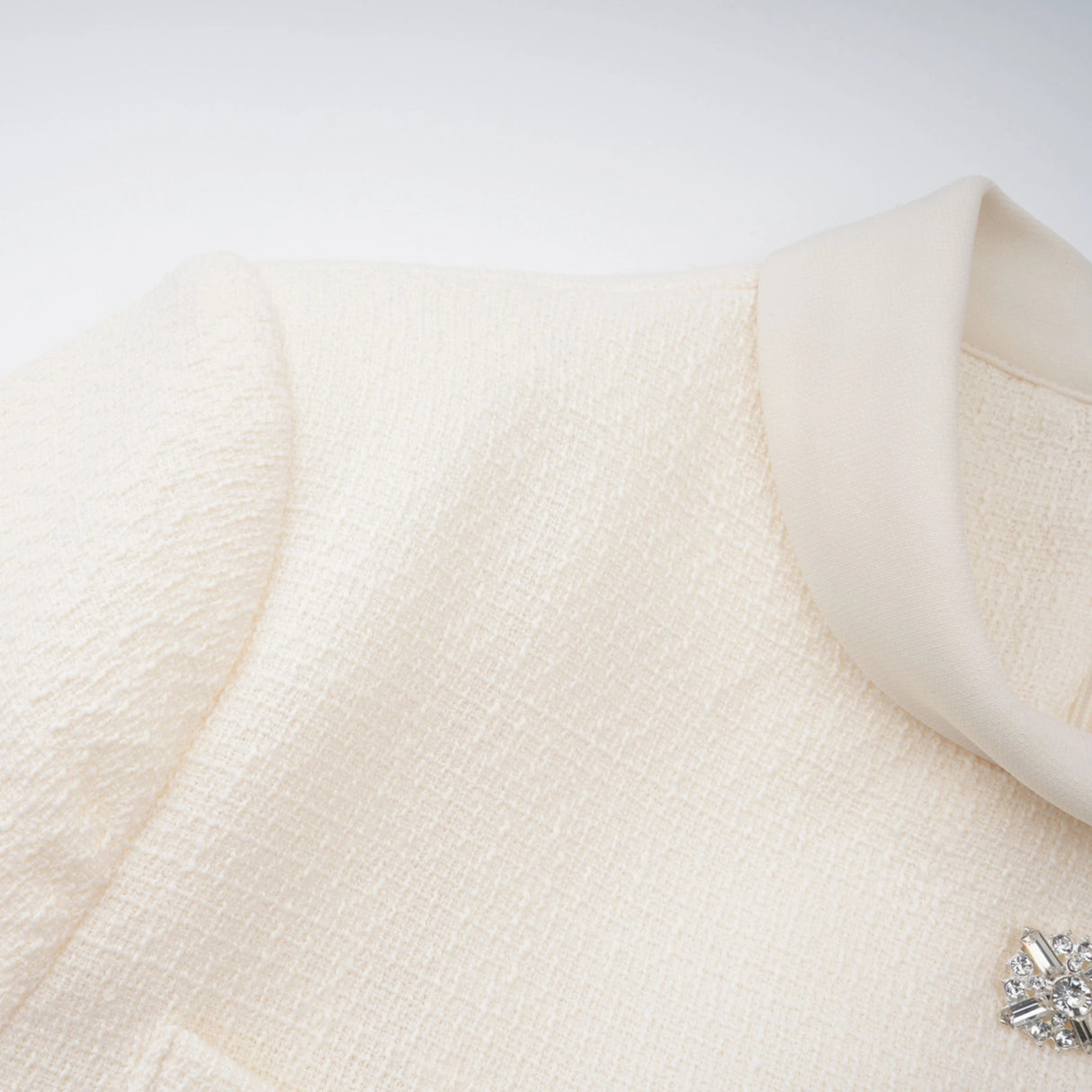 Regina White Crystal Embellished Tweed Mini Dress