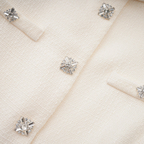 Daphne Mini Dress White Crystal Embellished Tweed