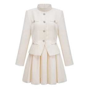 Regina White Crystal Embellished Tweed Mini Dress
