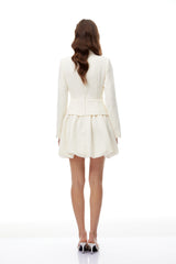 Regina White Crystal Embellished Tweed Mini Dress