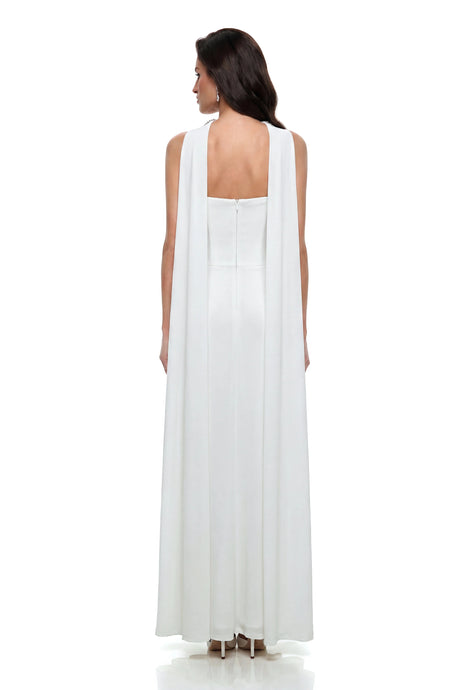 Clarissa Maxi Dress White Embellished with Ribbon