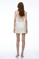 Remmie Cream Embellished Mini Dress