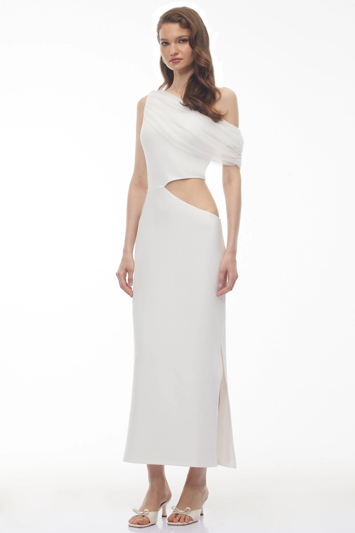Renan White One Shoulder CutOut Maxi Dress