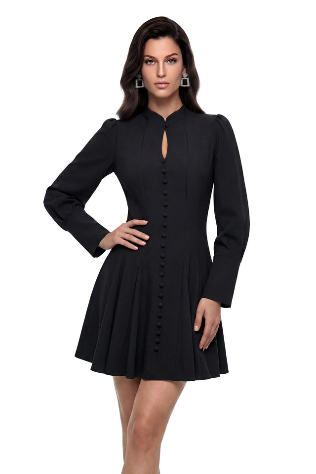 Renee Black Button Down CutOut Mini Dress