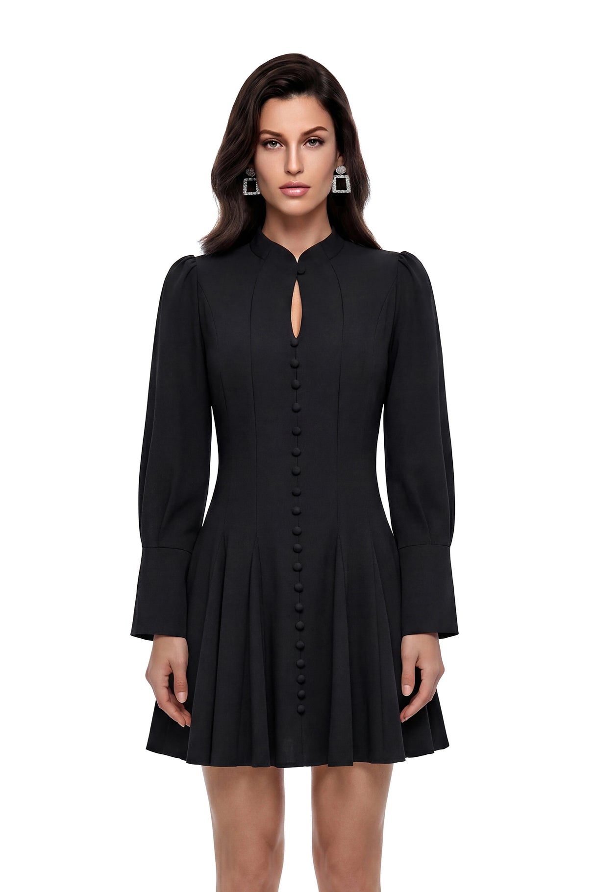 Renee Black Button Down CutOut Mini Dress