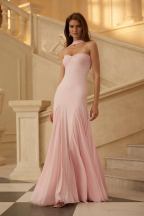 Rêverie Pink Sweetheart Neck Maxi Dress