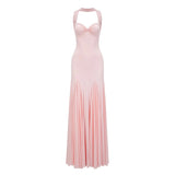 Rêverie Pink Sweetheart Neck Maxi Dress