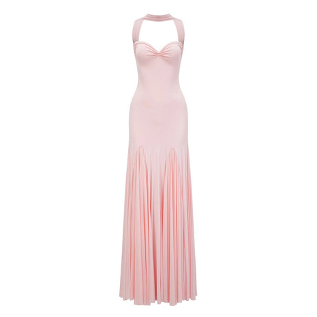 Isabelle Maxi Dress Pink Sweetheart Neck