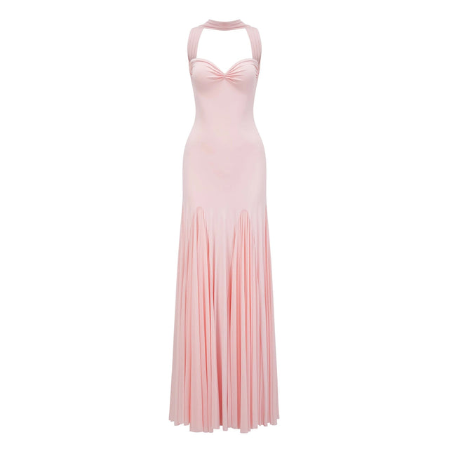 Rêverie Pink Sweetheart Neck Maxi Dress