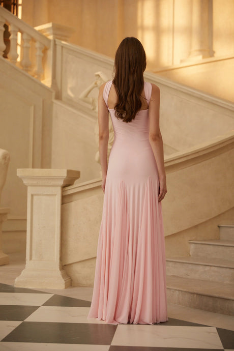 Isabelle Maxi Dress Pink Sweetheart Neck